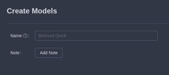 Model Name and Notes